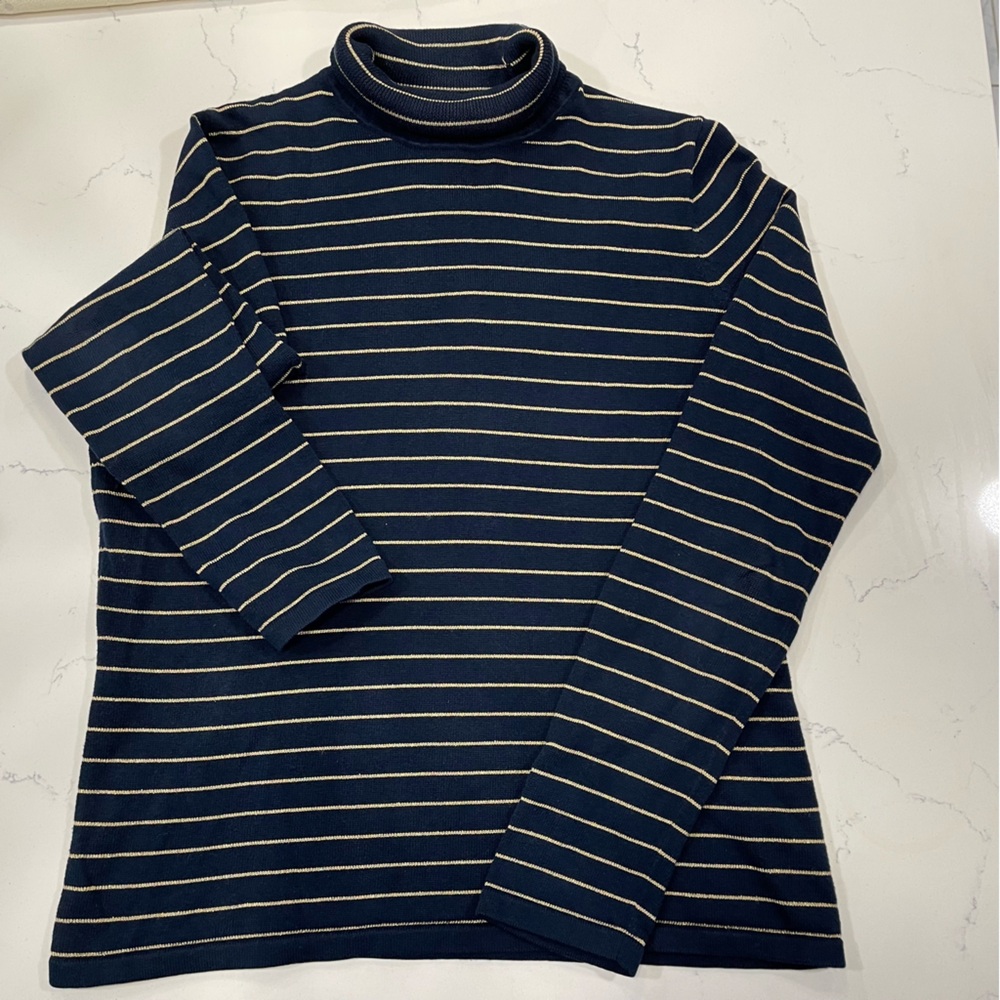 90s Lauren Ralph Lauren turtleneck shirt, size S, vintage 1990s blue & gold